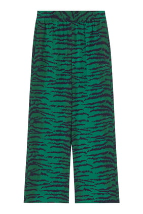 Tiger-Print Silk Pants